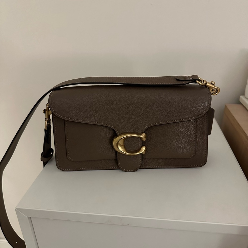 Coach Tabby 26 Dark Stone Polished Pebbled Leather